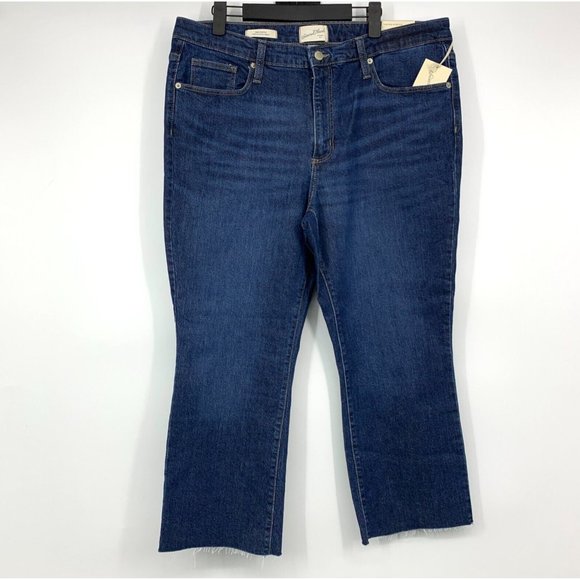 Universal Thread Jeans Bootcut Ankle Crop Raw Hem Dark Blue NWT - Picture 3 of 11